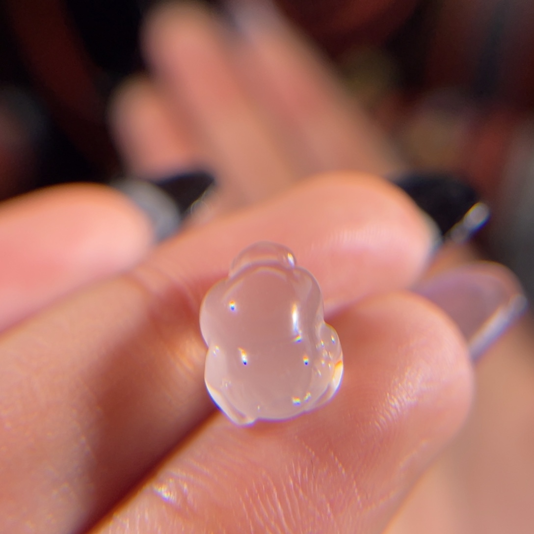 玛瑙/玉髓大黑洞荔枝冻三足 金蟾未镶嵌不退不换