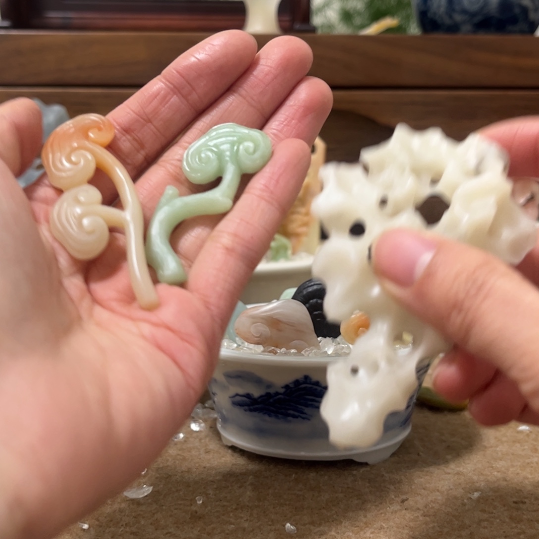 草***兔印石昌化石两个灵芝加中号太湖