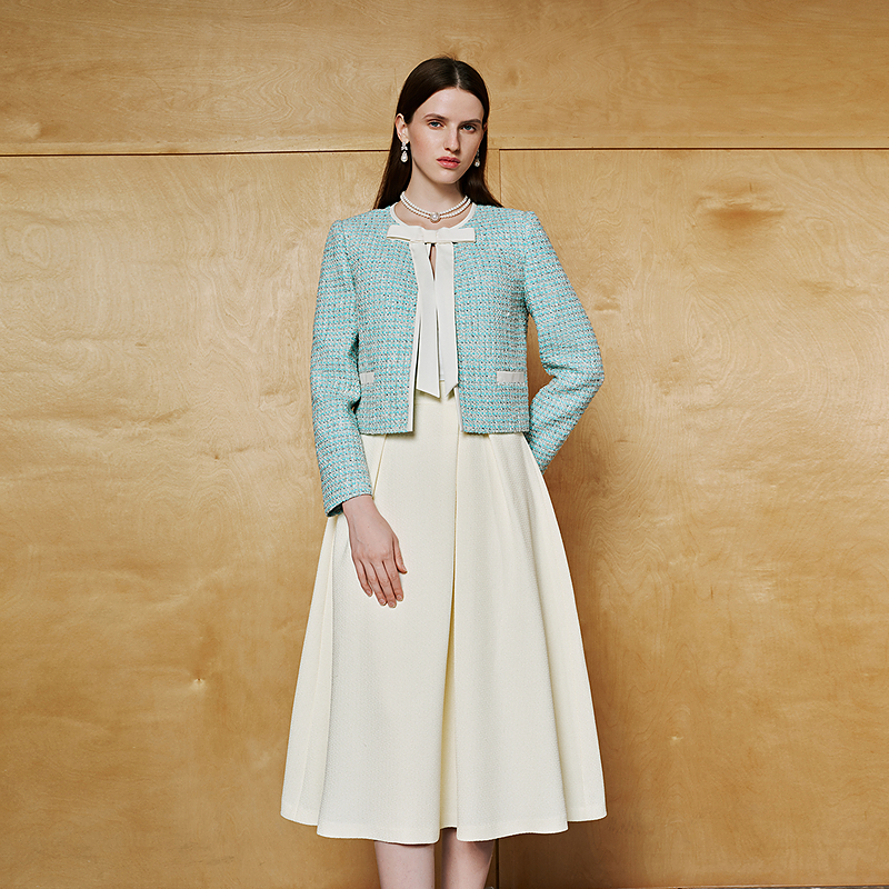 【晨粉专享价】法式绿色香风蝴蝶结优雅气质外套-MOHA01WJK008T51