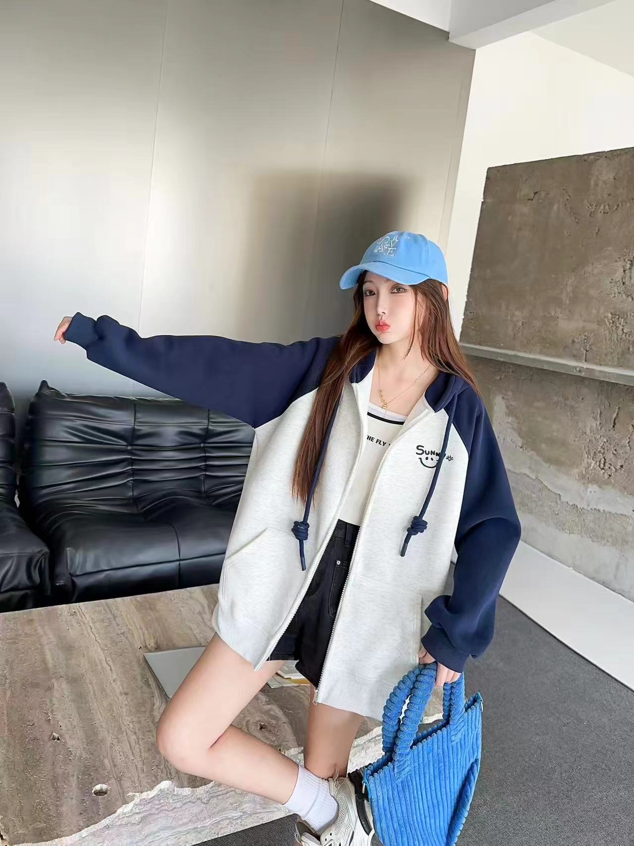 外套连帽秋冬卫衣加绒长款ins刺绣女装慵懒风韩版