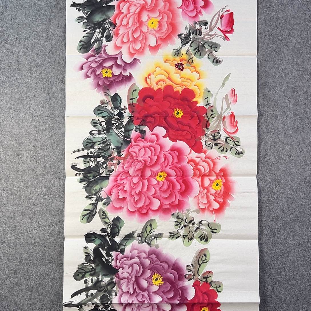 国画210 牡丹之花之叶的颜色与花色