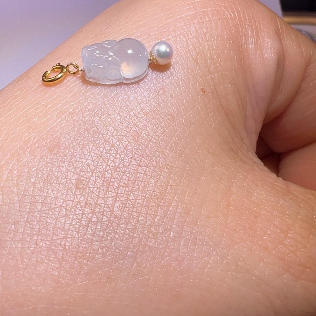 翡翠颈饰18K金镶嵌吊坠万能扣头