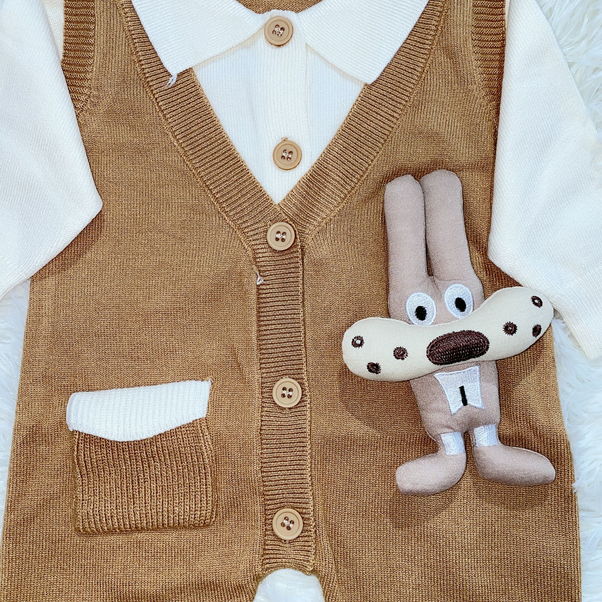 单排扣秋冬男哈衣爬服时尚秋季背心秋款宝宝