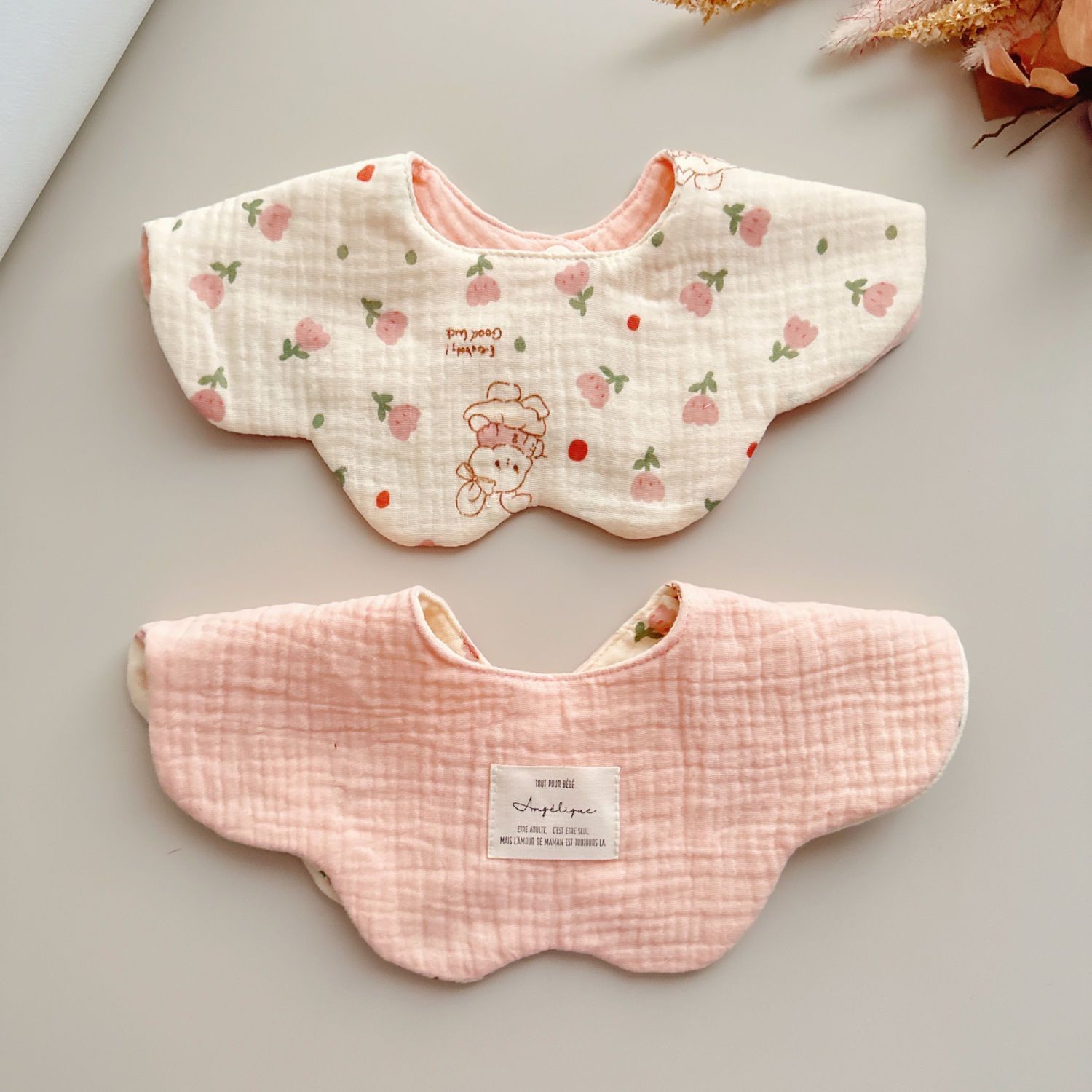 纱布花瓣婴儿口水巾ins韩版风波浪花朵宝宝口水巾360度造型幼儿