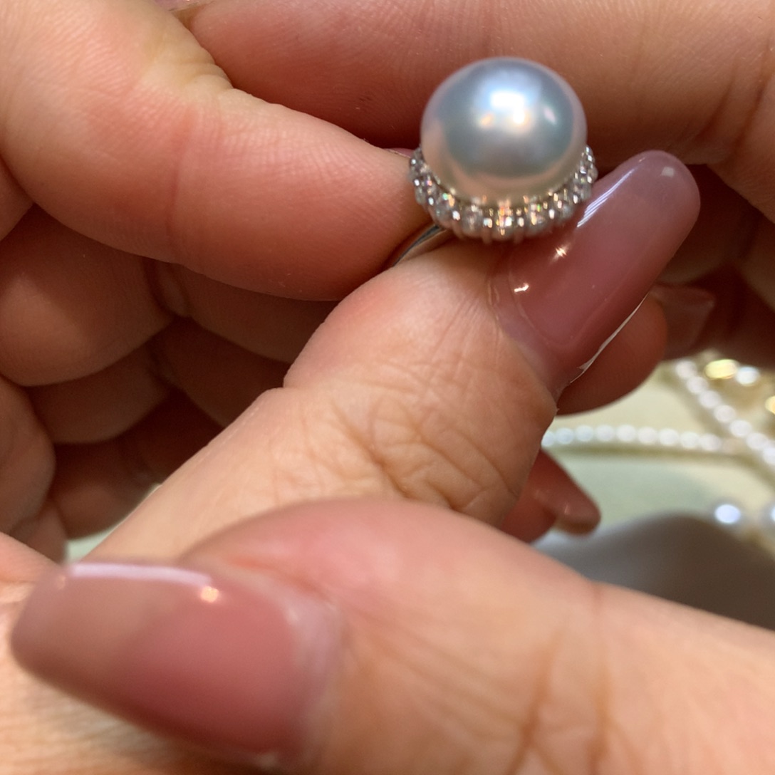 海水珍珠戒指银S925镶嵌
