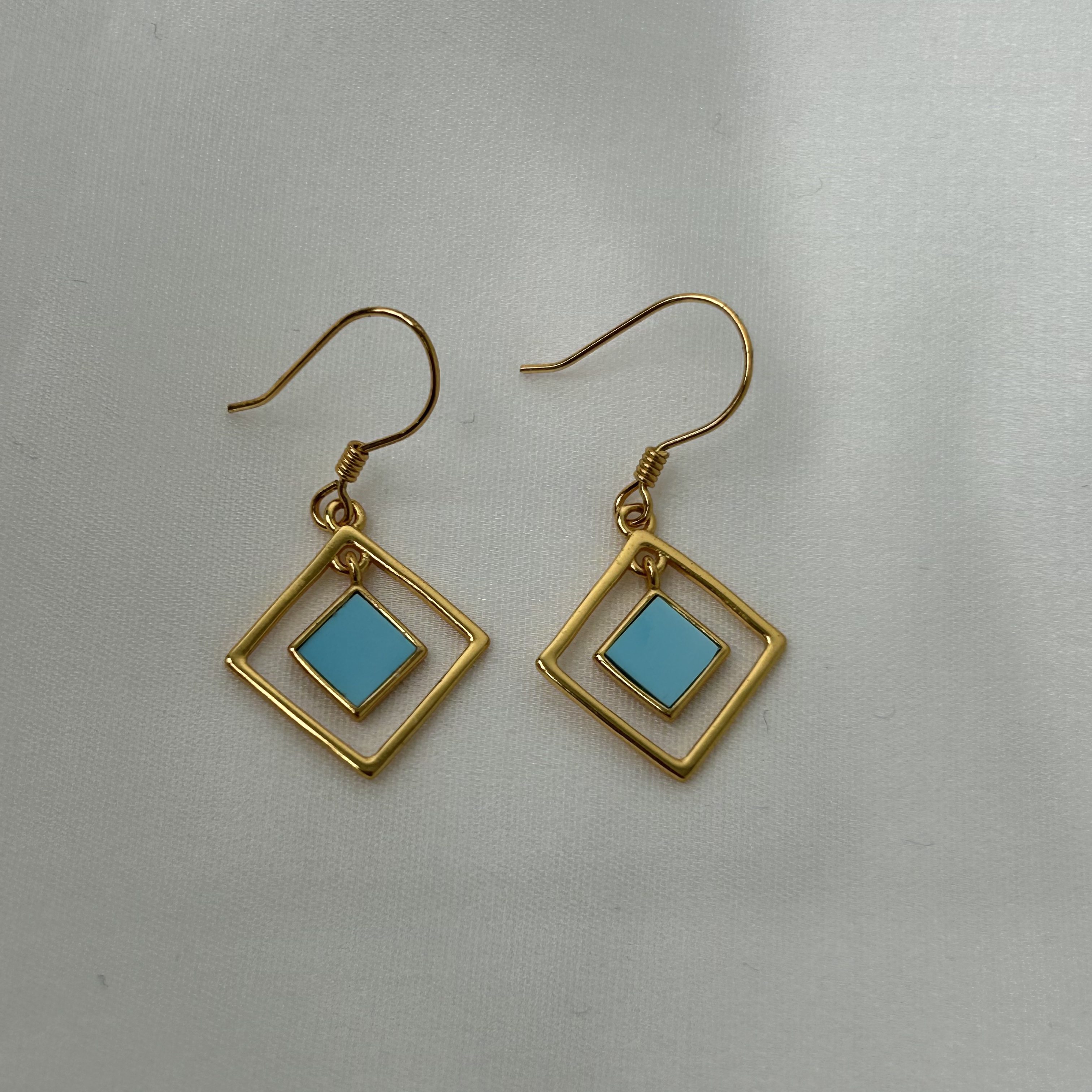 天然绿松石耳钩简约时尚百搭耳钩耳饰耳坠轻奢复古职风素款耳钩