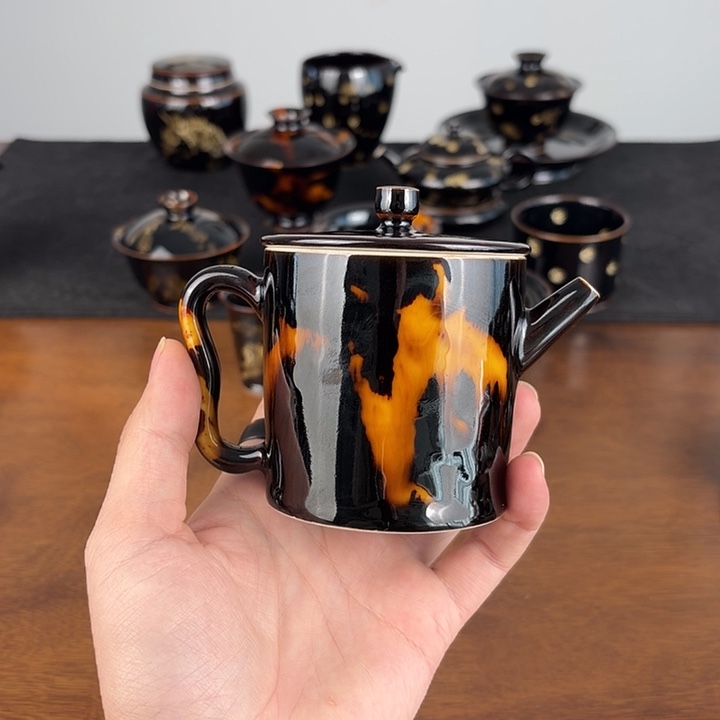 瓷玳瑁釉直筒壶壶壶