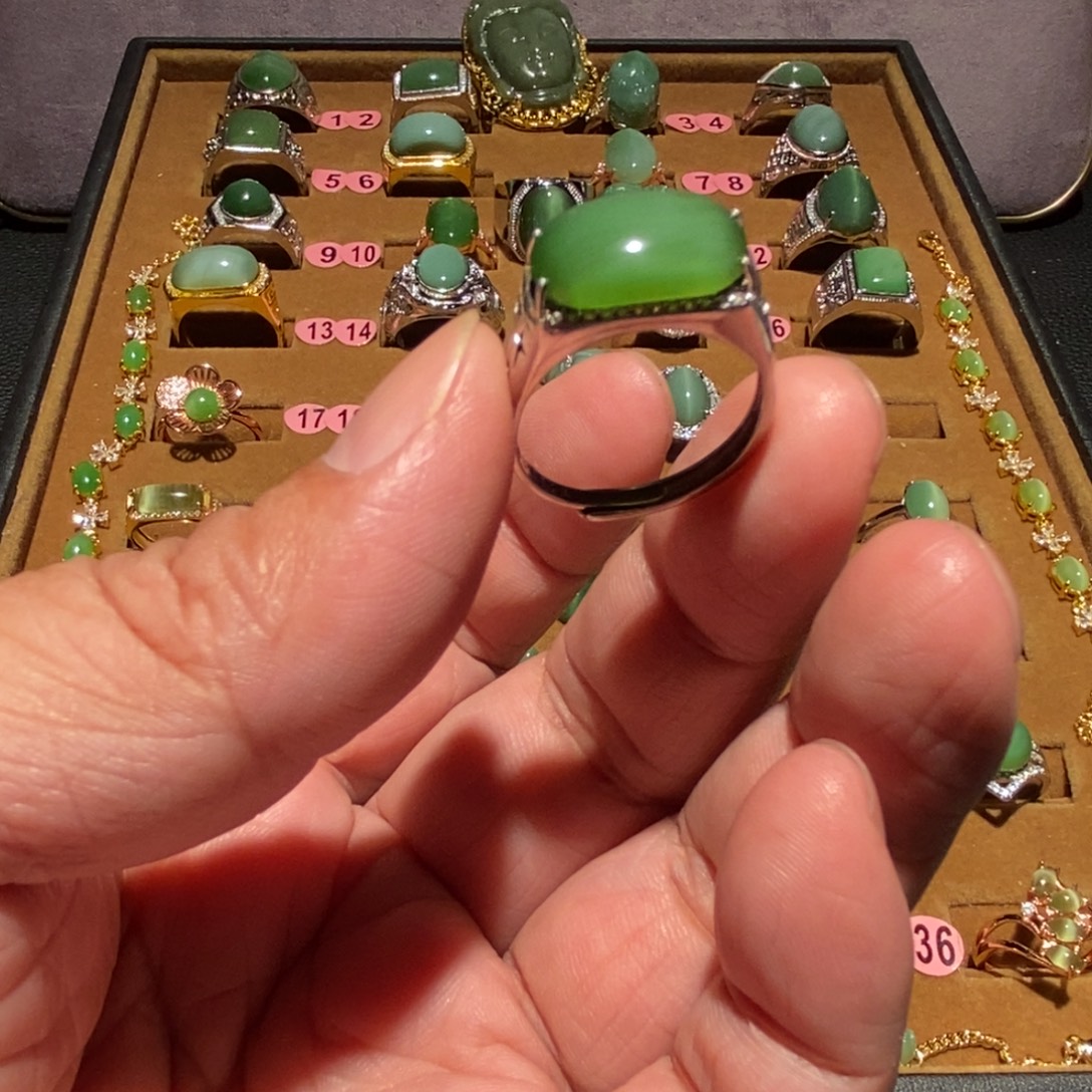 和田玉银S925镶嵌戒指