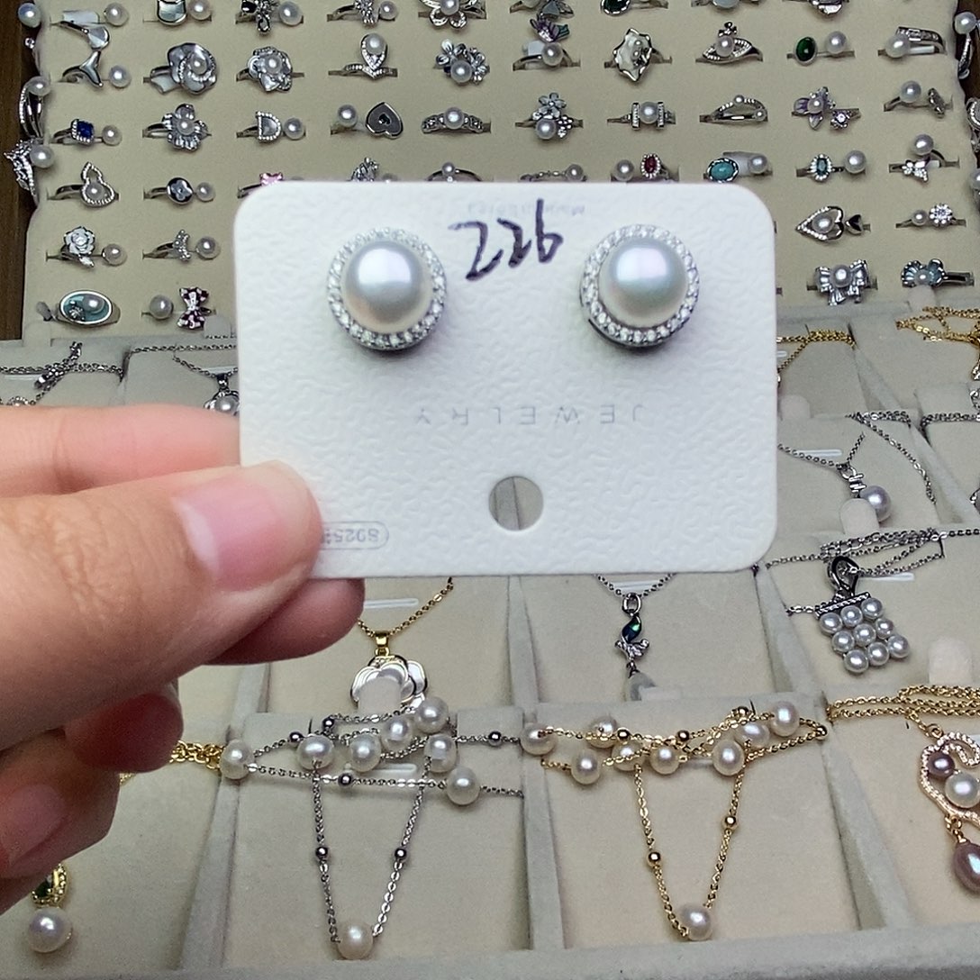 银S925镶嵌耳饰淡水珍珠