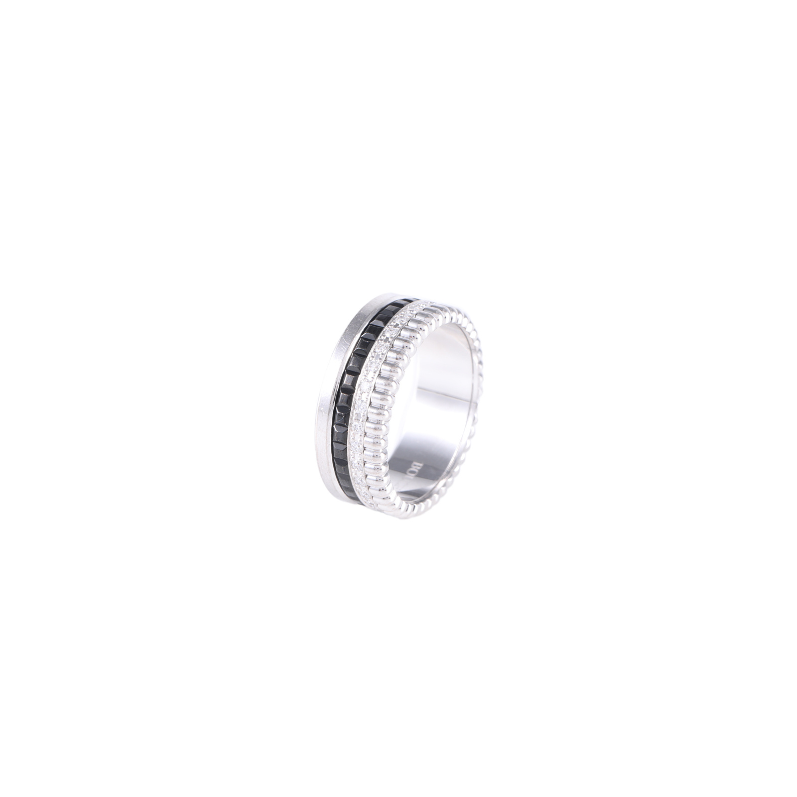 99新 Boucheron/宝诗龙 小花攀攀Quatre戒指 4圈 圈钻窄版Black50