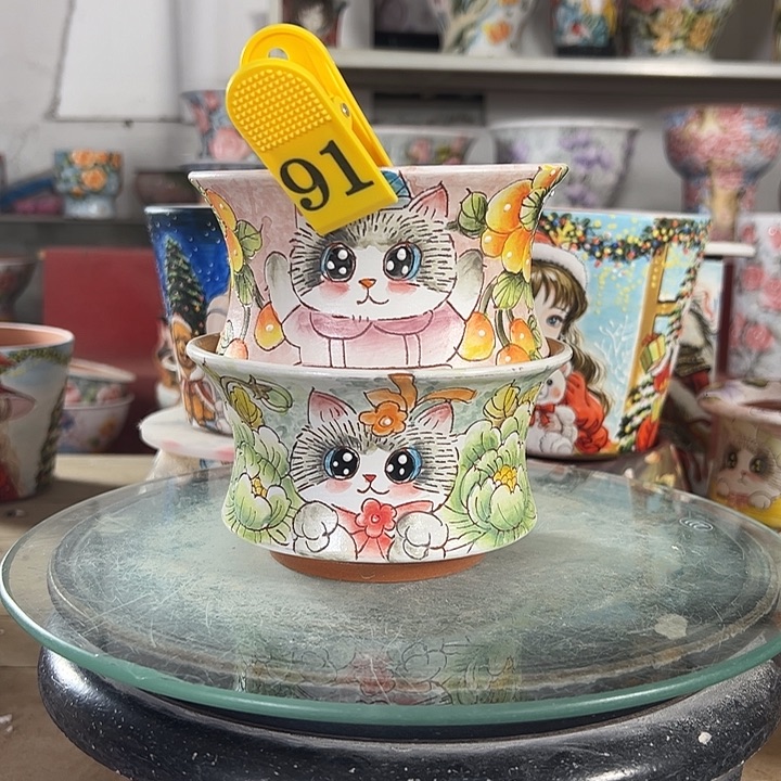 满38包邮景德镇手绘花盆性价比超高