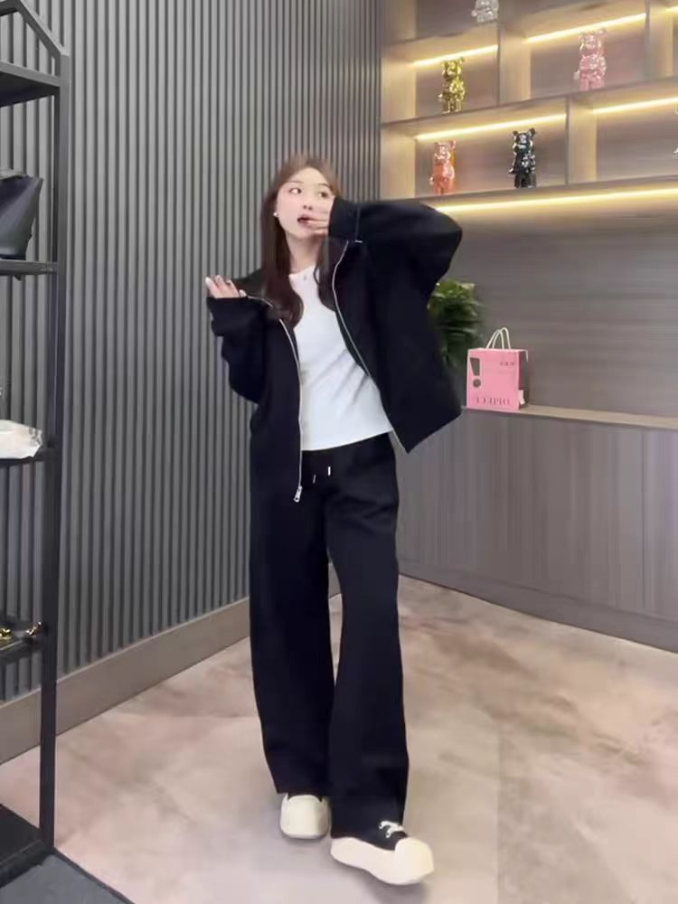 胖MM2025春季新款大码女装运动服连帽上衣外套长裤休闲减龄两件套