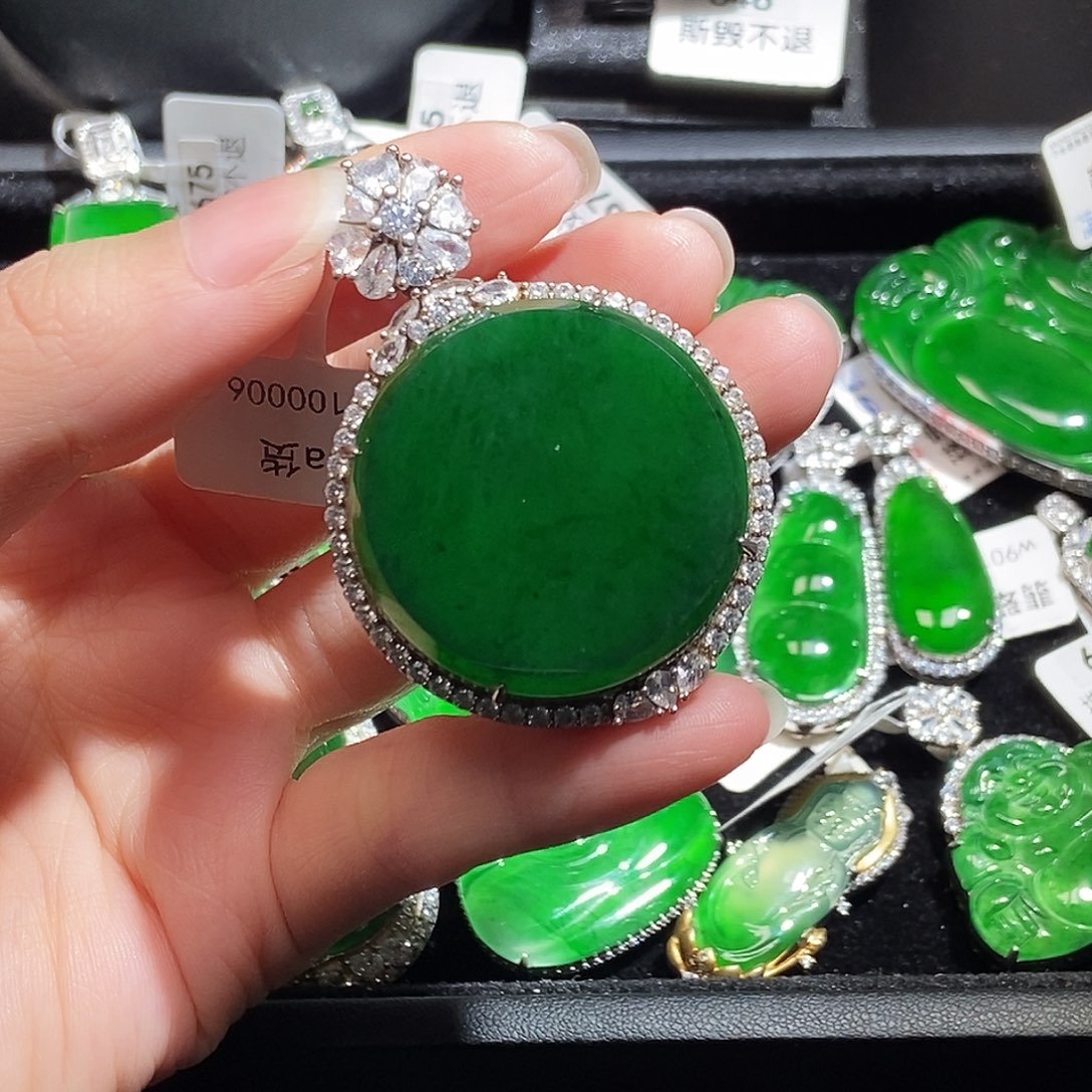 翡翠银S925镶嵌吊坠(不含链)