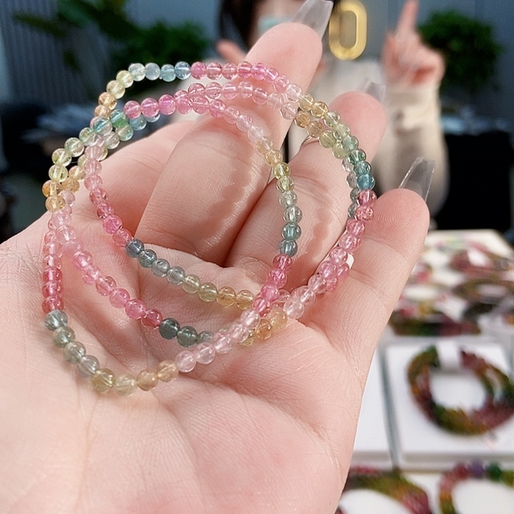 碧玺手链未镶嵌G2295三圈颜色微爱啊发1