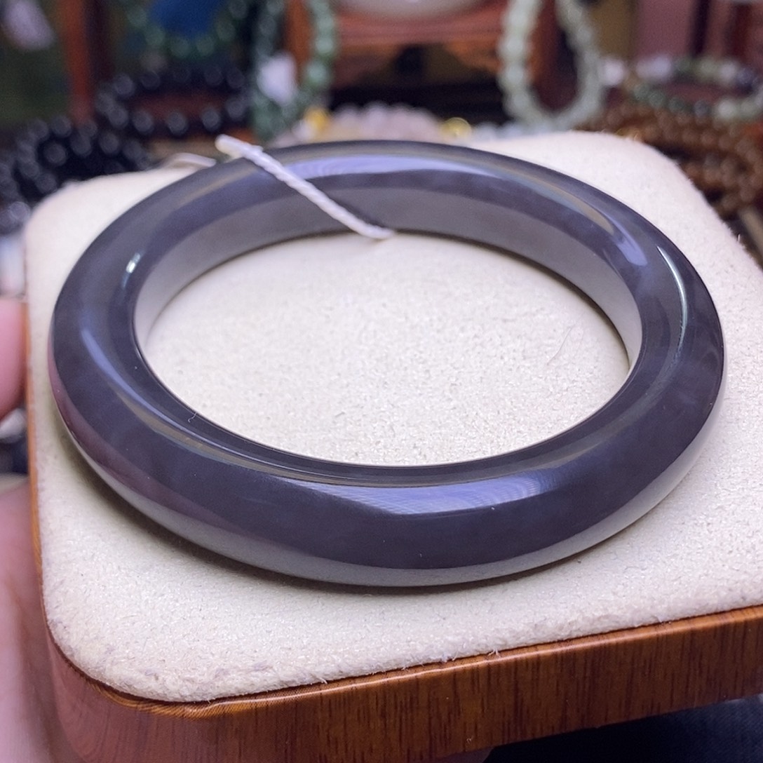 和田玉未镶嵌颈饰浓烟紫老矿料帝王紫手镯59