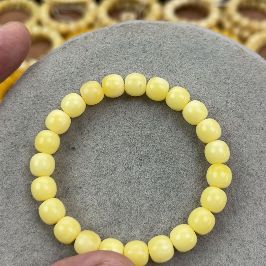 醉***下金珀未镶嵌手串纯天然俄料奶白