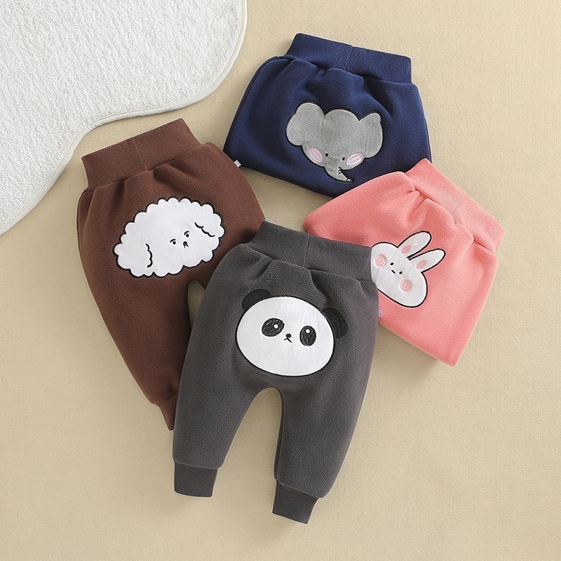 婴儿奥利绒裤子一条过冬秋冬季男女童大屁屁裤夹棉加厚高腰裤护肚