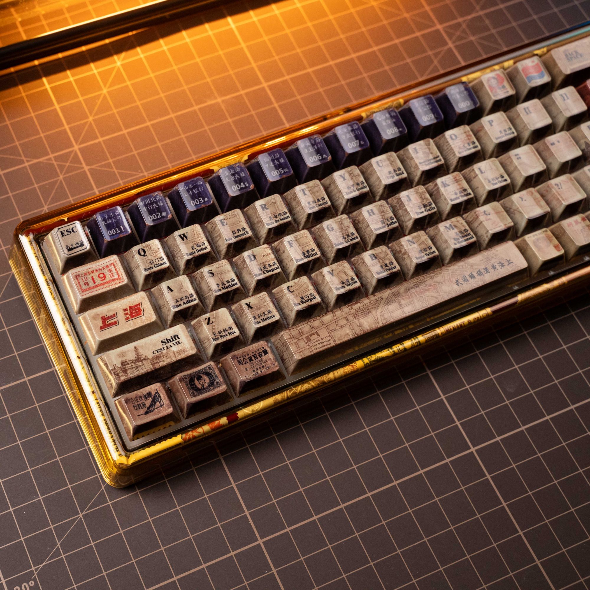 老上海主题键帽原厂高度免喷涂金属质感国风PBT个性化五面热升华