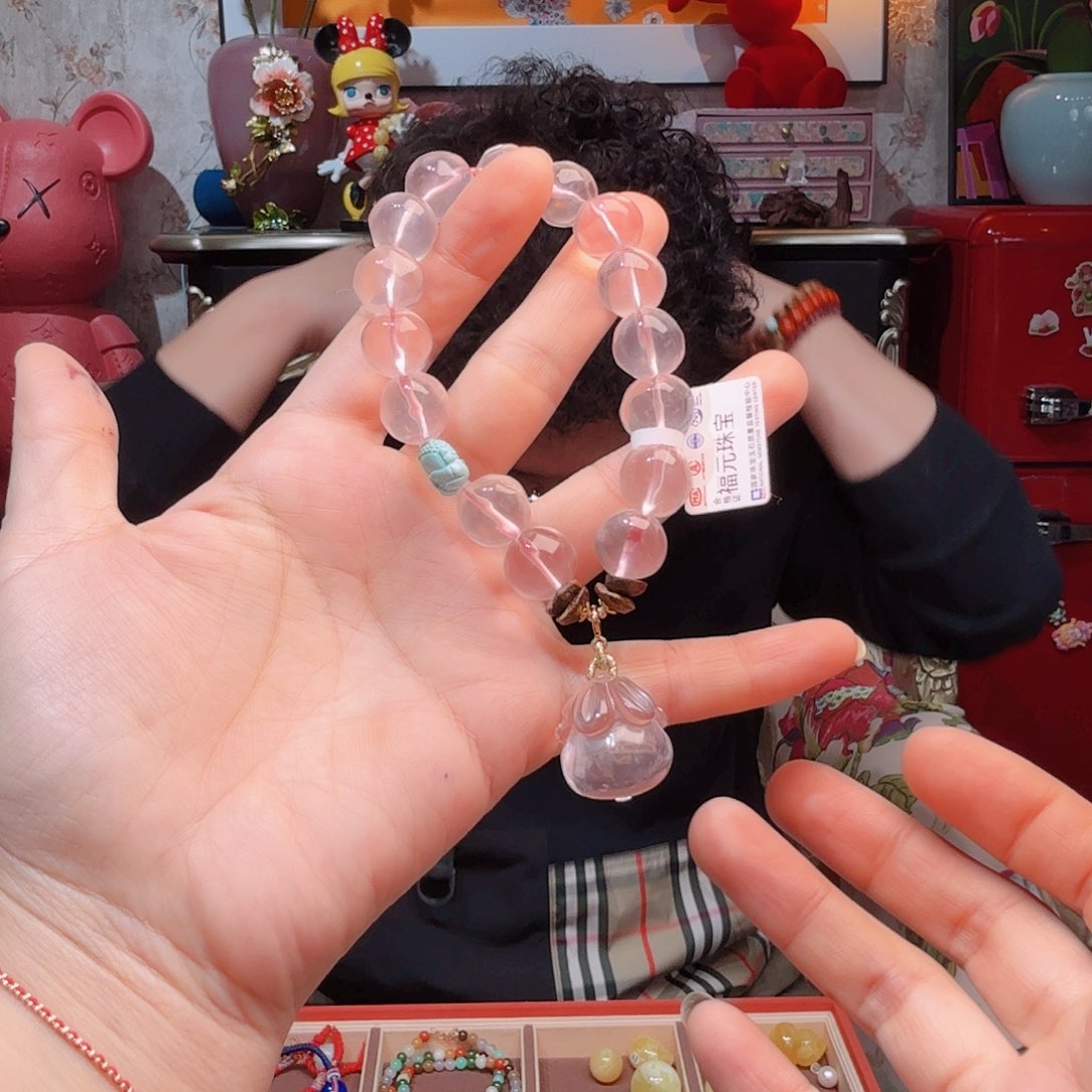 水晶手串18K金镶嵌手串