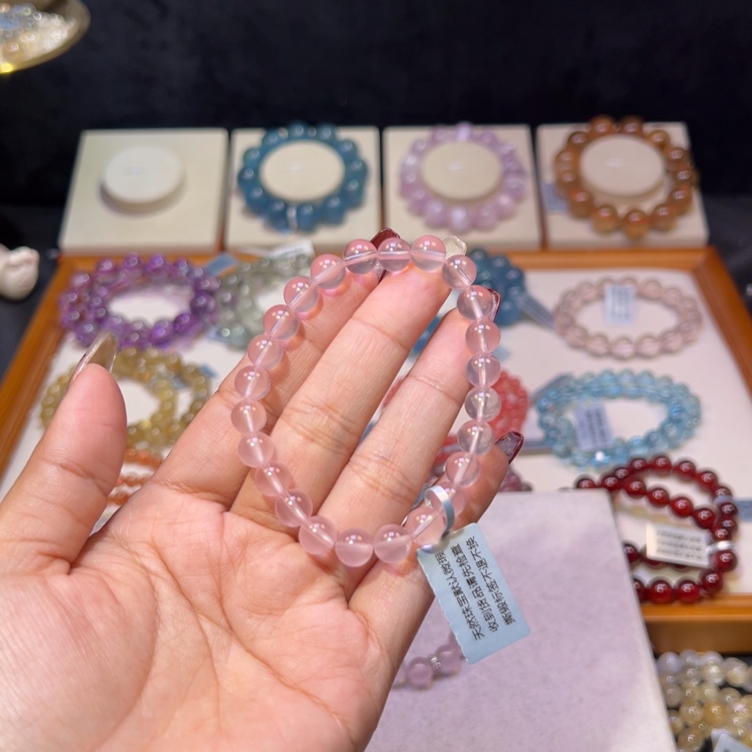 水晶手串未镶嵌月*怡星光马粉7.6m m