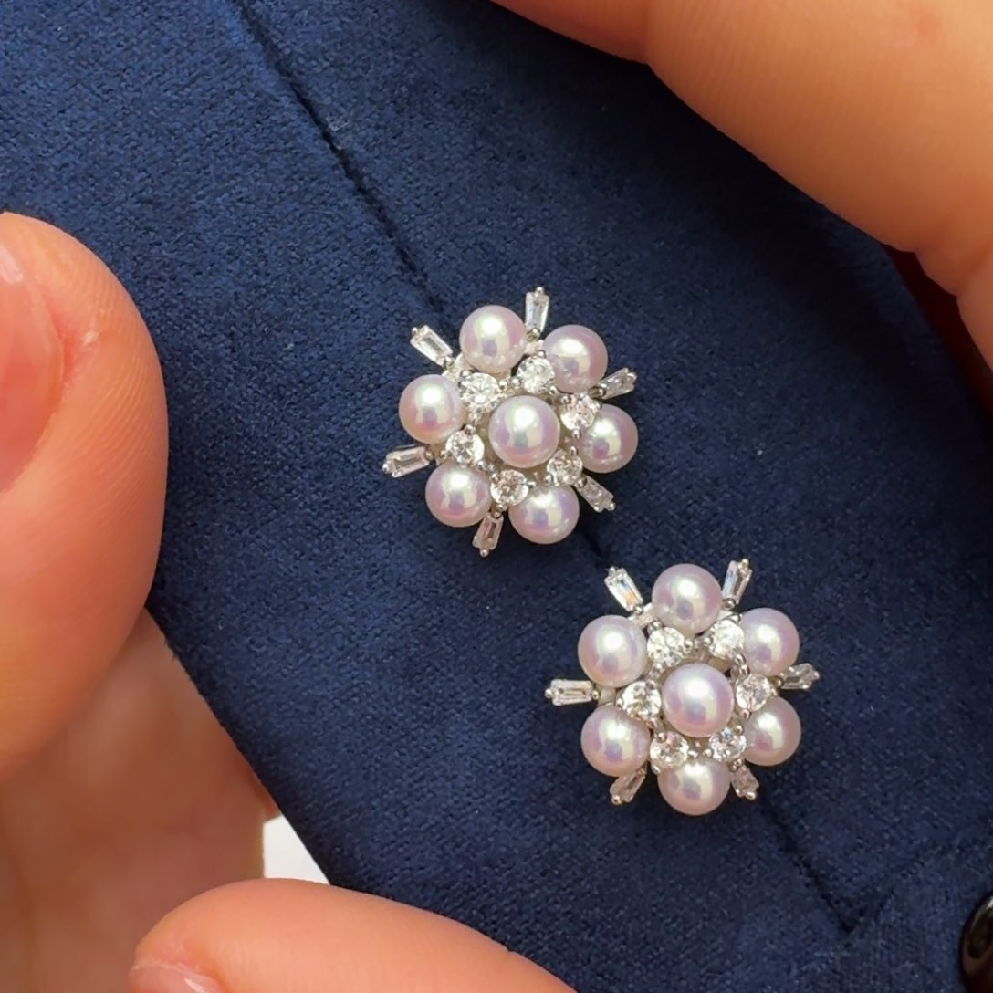 淡水珍珠耳饰银S925镶嵌