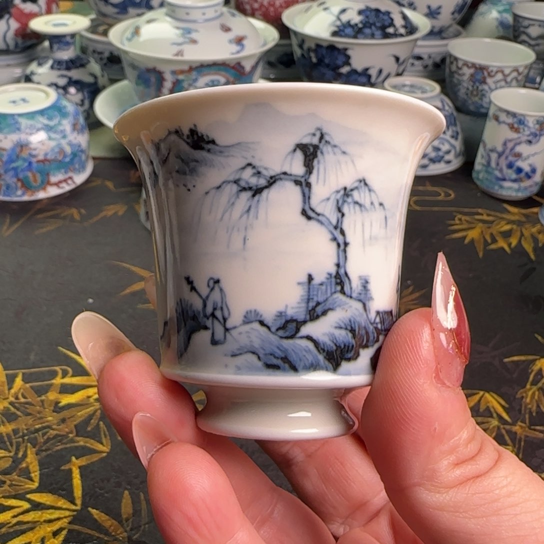 瓷片山水杯子杯子