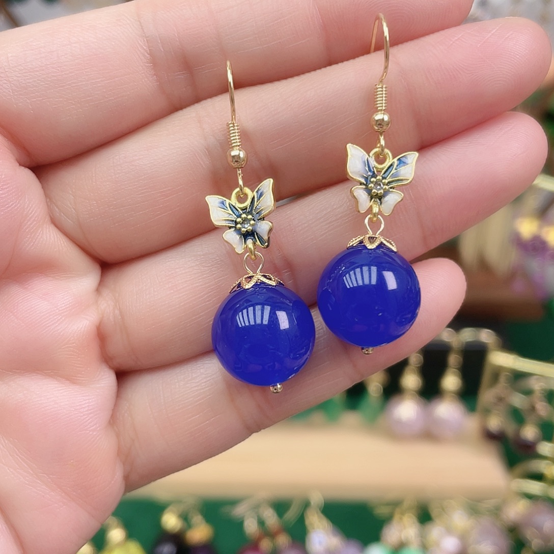 玛瑙/玉髓合金耳饰