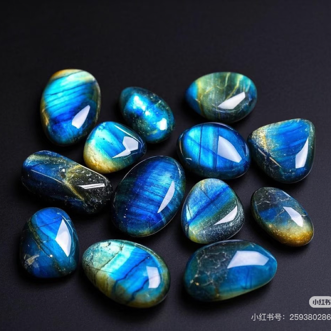 天然原石拉长石蓝月光吊坠