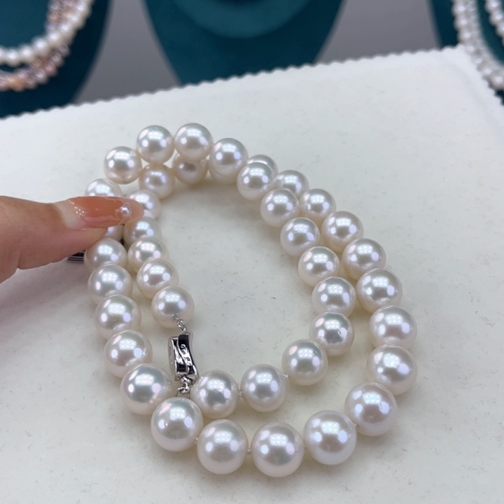 淡水珍珠颈饰银S925镶嵌10-11极光炫彩高品