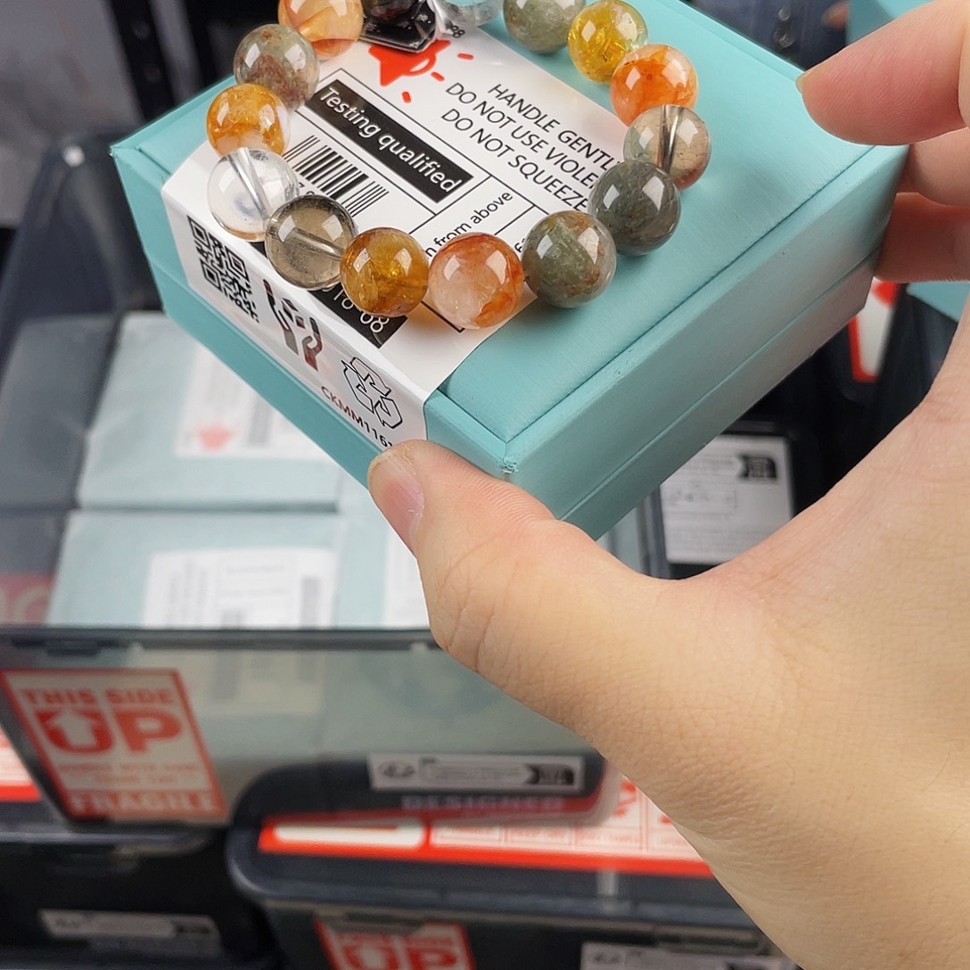 水晶手串银S925镀金镶嵌