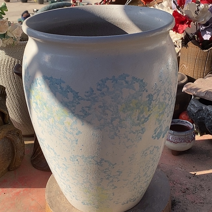 紫砂花盆口25高度35白色