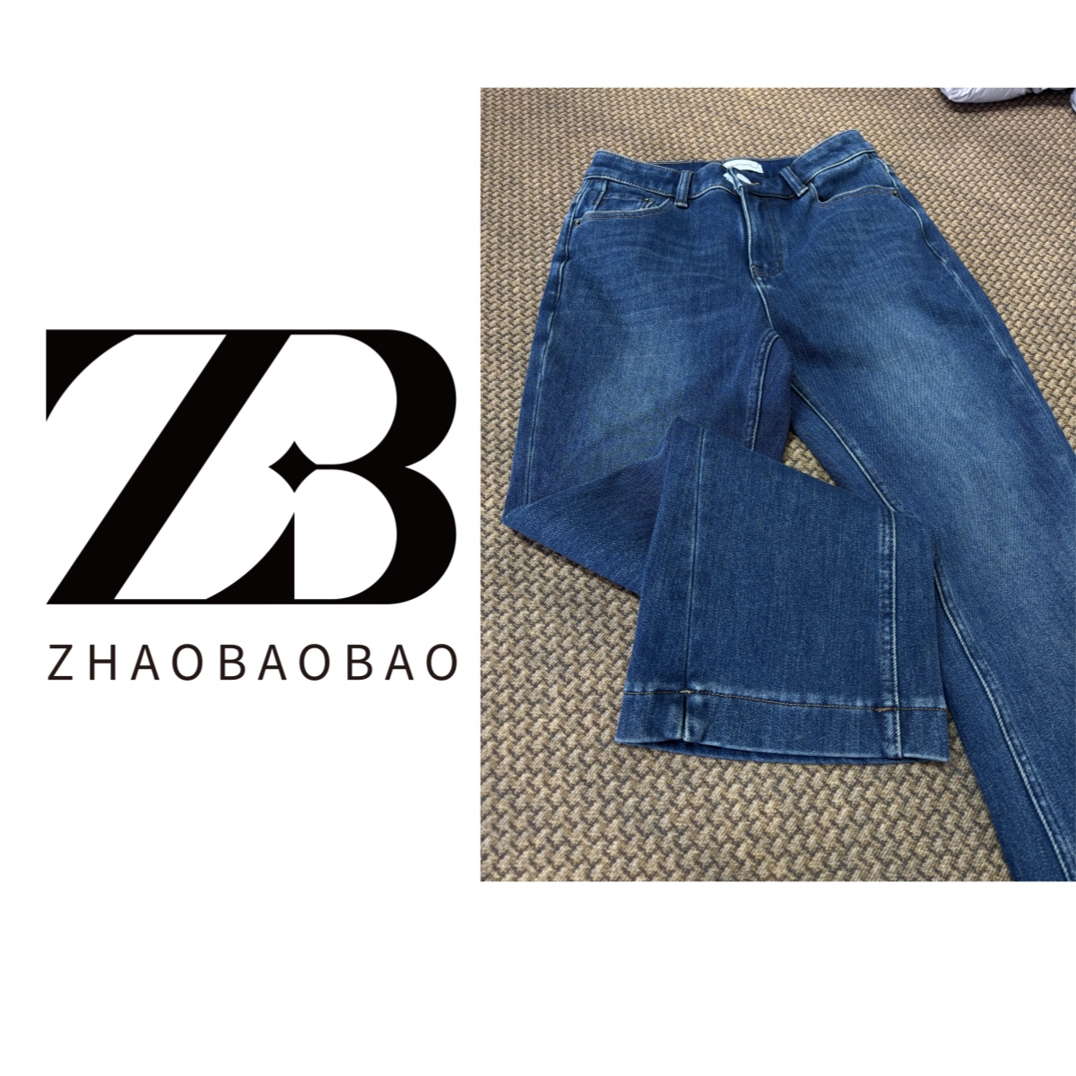 【ZHAOBAOBAO】复古深蓝显瘦牛仔裤