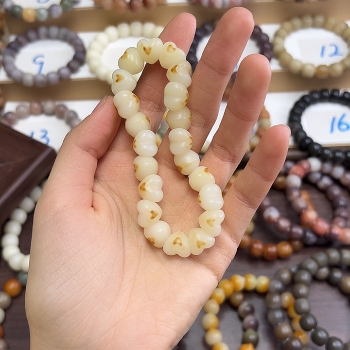 菩提根/象牙果手串卡11爱心蒜瓣