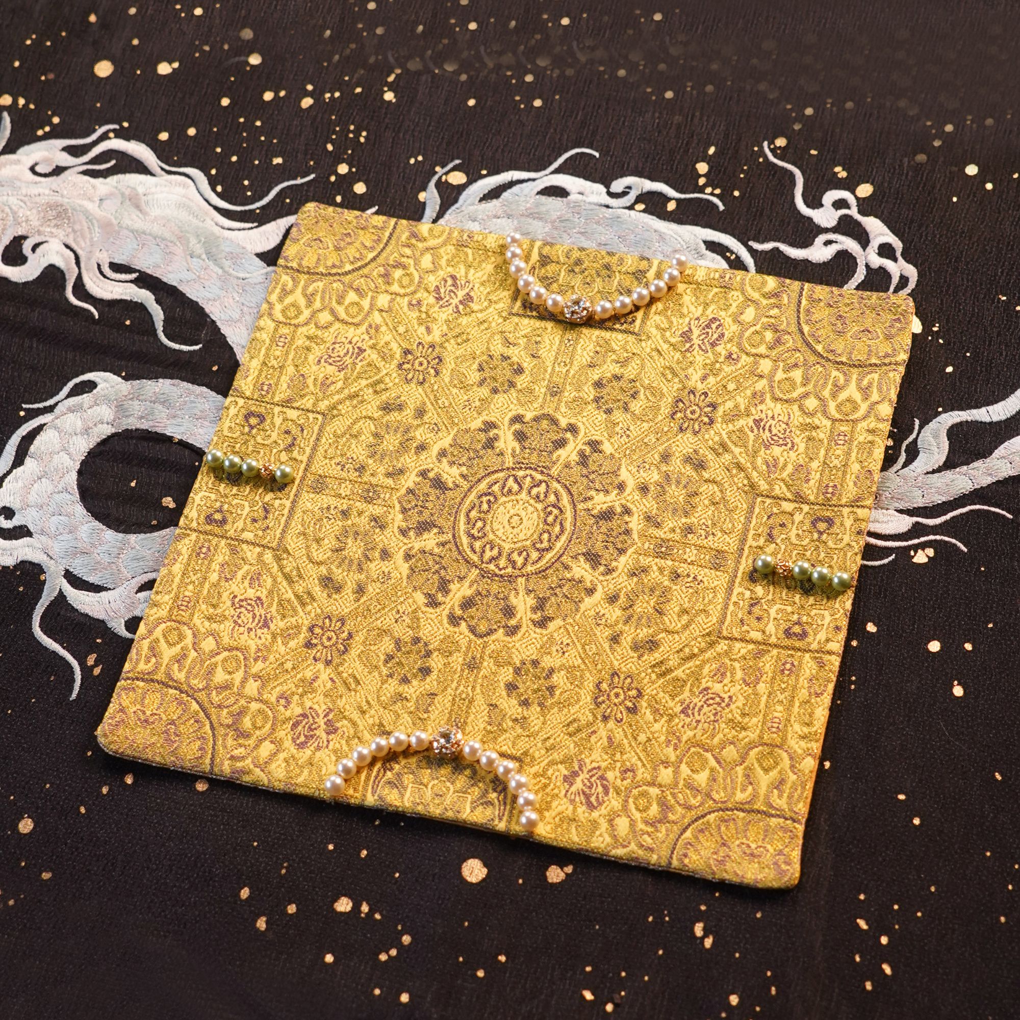 伴斤好物  金色八达小方茶席  家用中式中国风布垫CZB0035