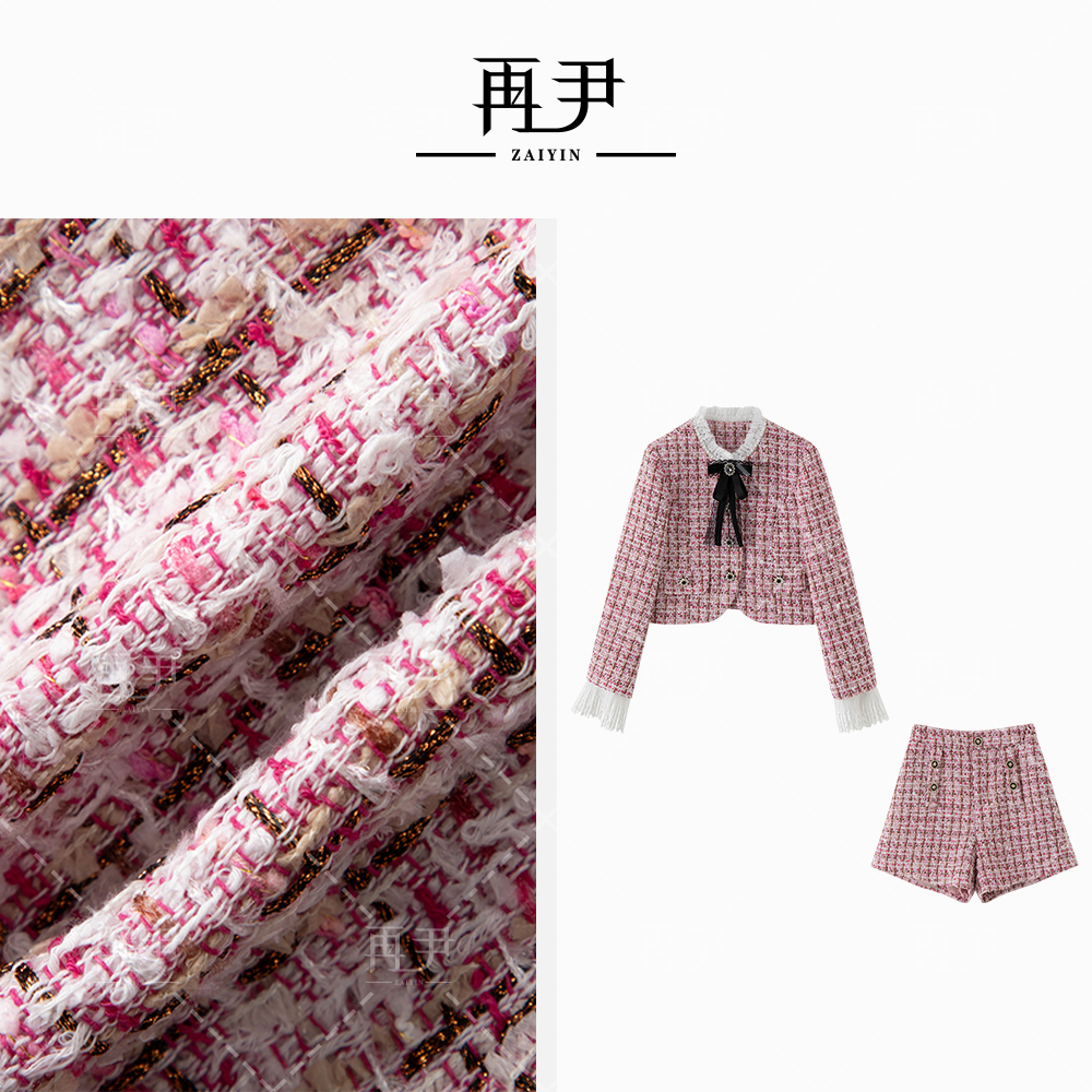 【草莓华夫】时尚套装小香风气质上衣法学院风短款长袖GY53122161-1
