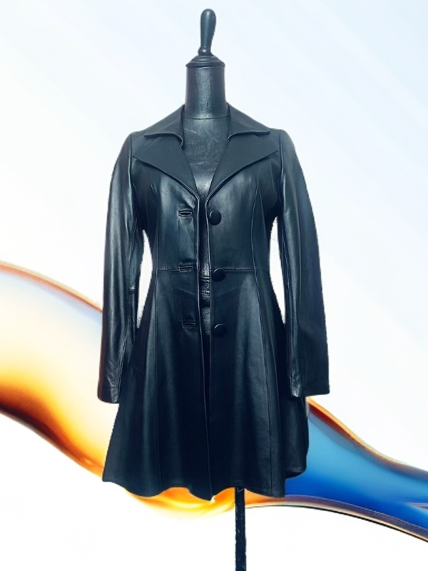 西装领设计师气质薄款长袖皮衣上衣中长款女士【直播间为准】