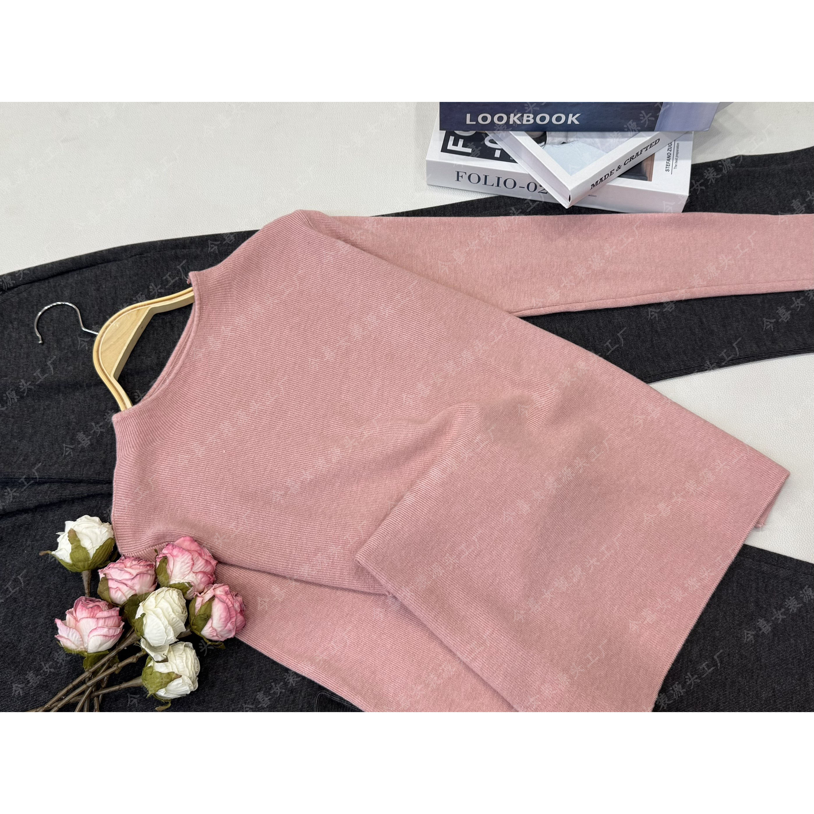 【粉色净版套头衫】秋季新款时尚长袖针织上衣QC5262