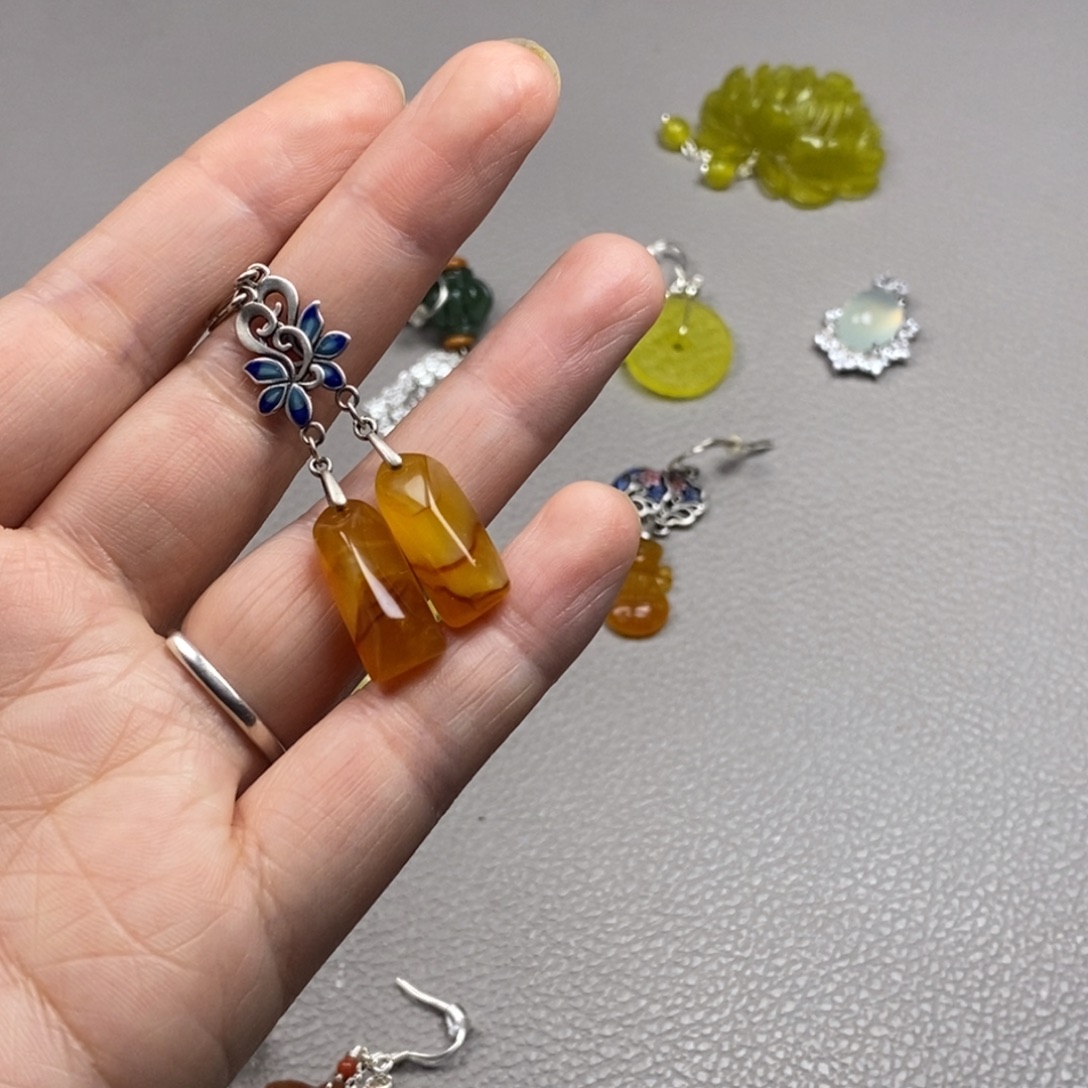 蛇纹石玉未镶嵌挂件耳饰耳环项链