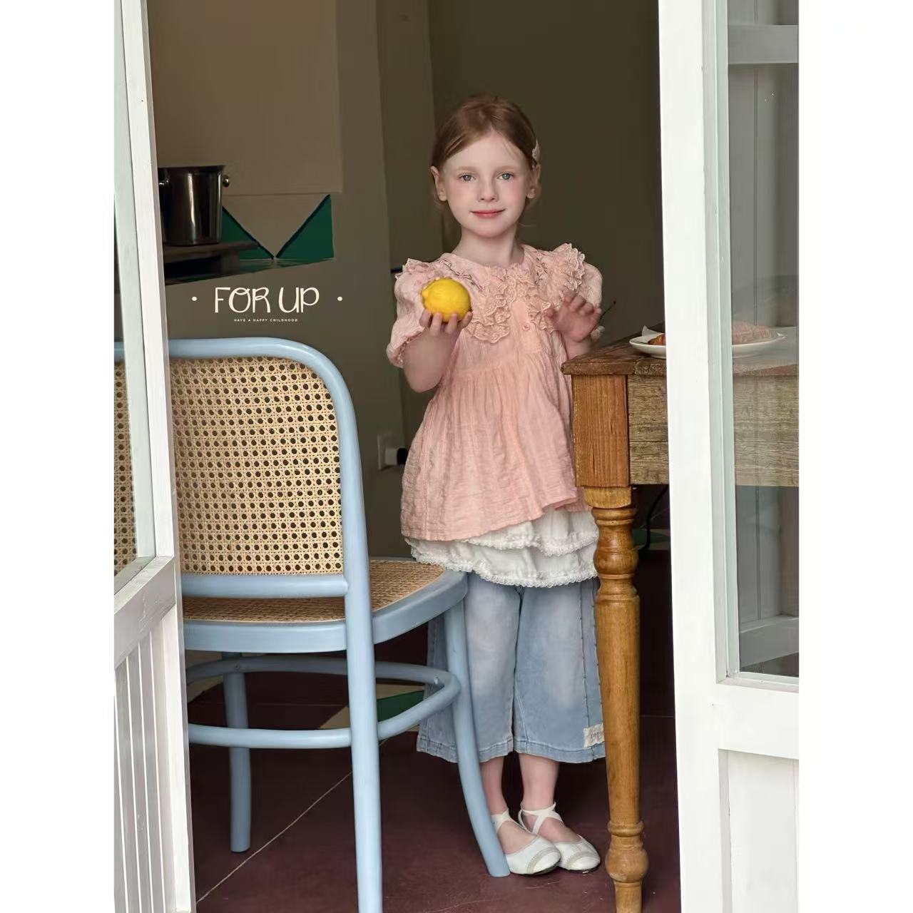 【现货】252-FU-85086多色法式蜜拉花朵刺绣花边上衣