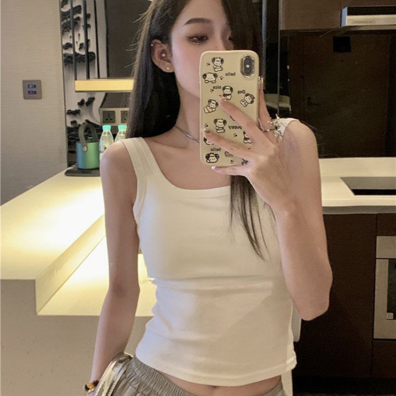 背心女夏外穿内搭带胸垫裹胸抹胸钢圈无缝防走光打底白色上衣