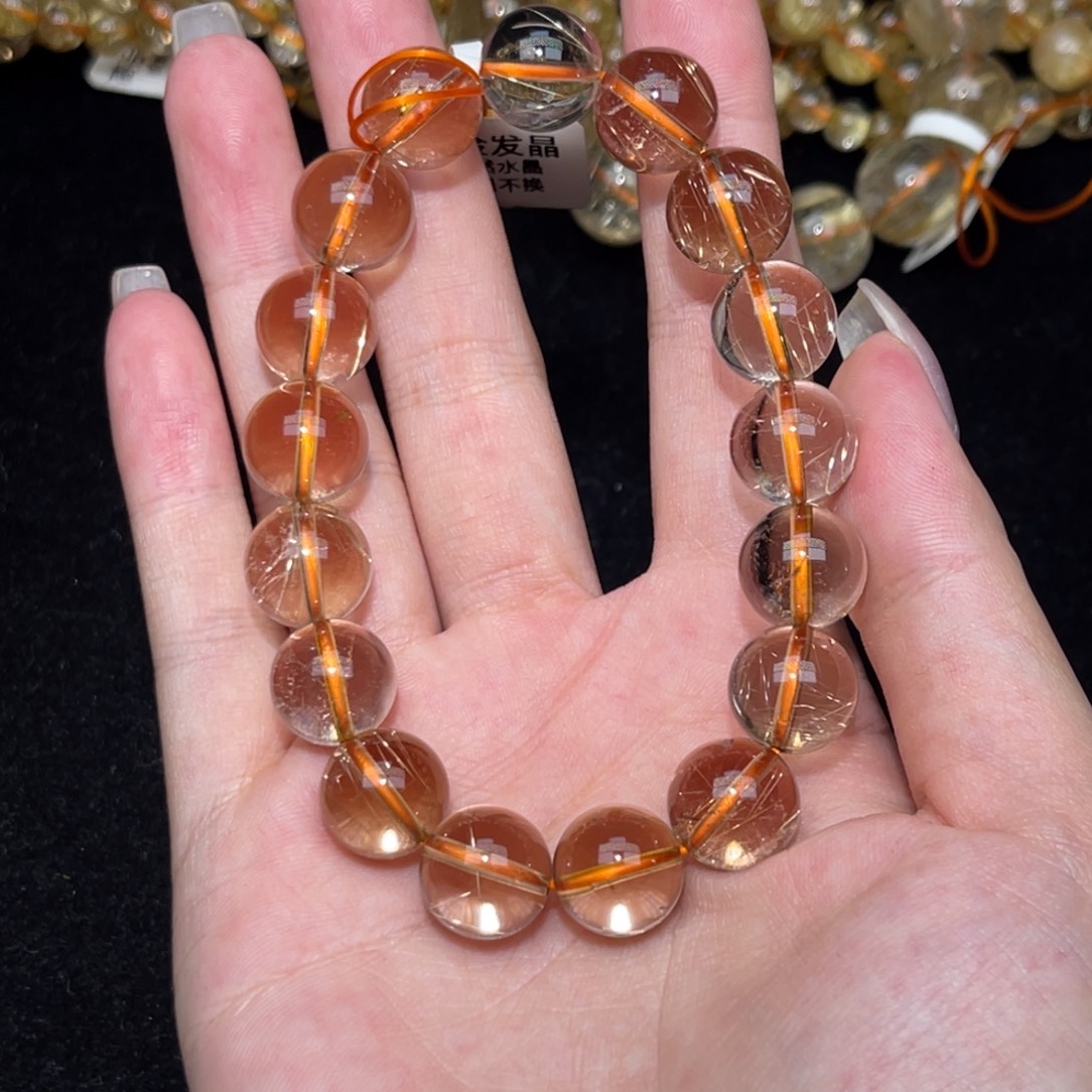 李***啊发晶手链未镶嵌卡12金发晶