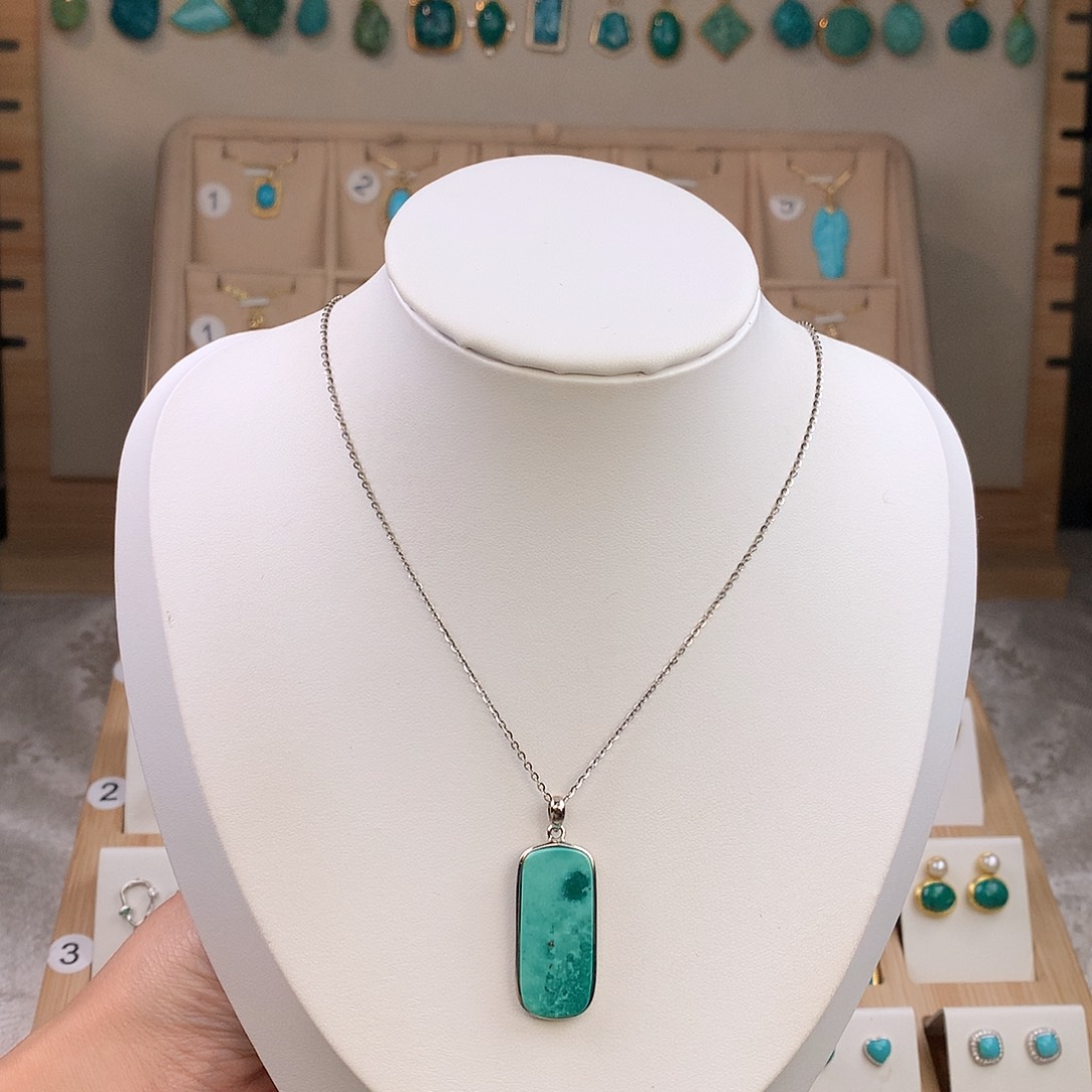 绿松石银S925镶嵌颈饰