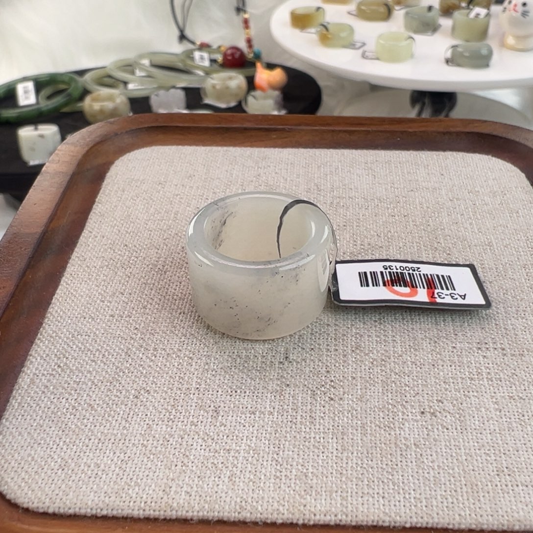 和田玉未镶嵌戒指w24泼墨圆切15.8不退换