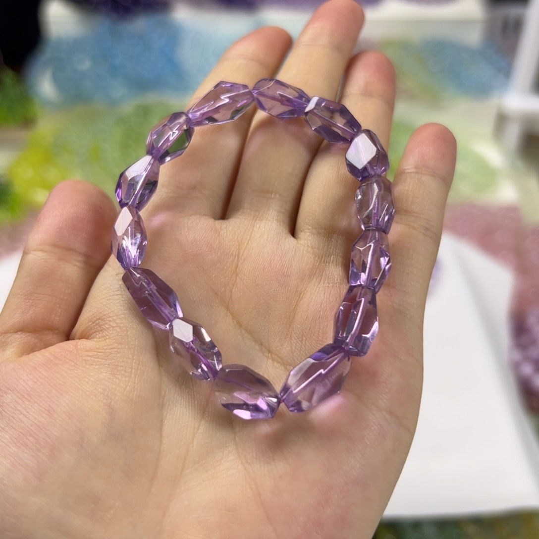 ****水晶手串未镶嵌玻紫随形8咪拍十次合一单 不带证