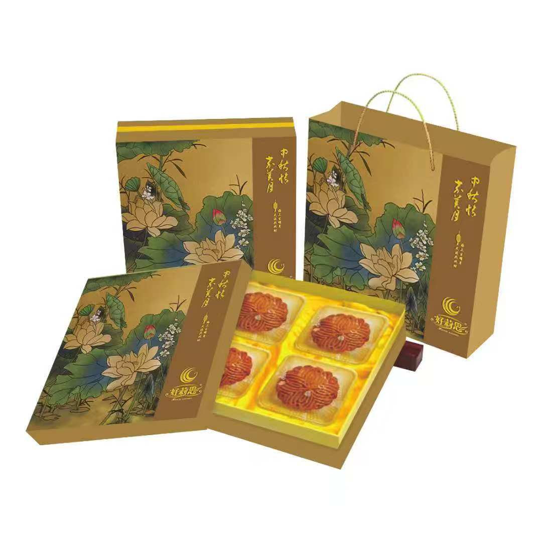 经典广式双黄白莲蓉与五仁月饼中秋必备礼盒