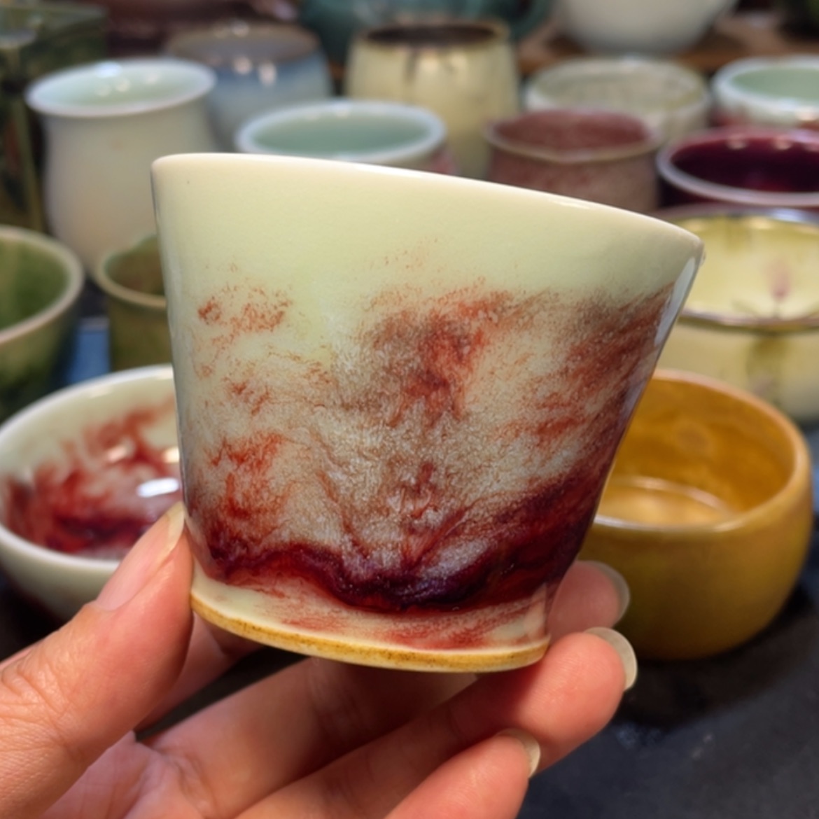 【闪购商品】摆件钧瓷玉石釉斗笠杯