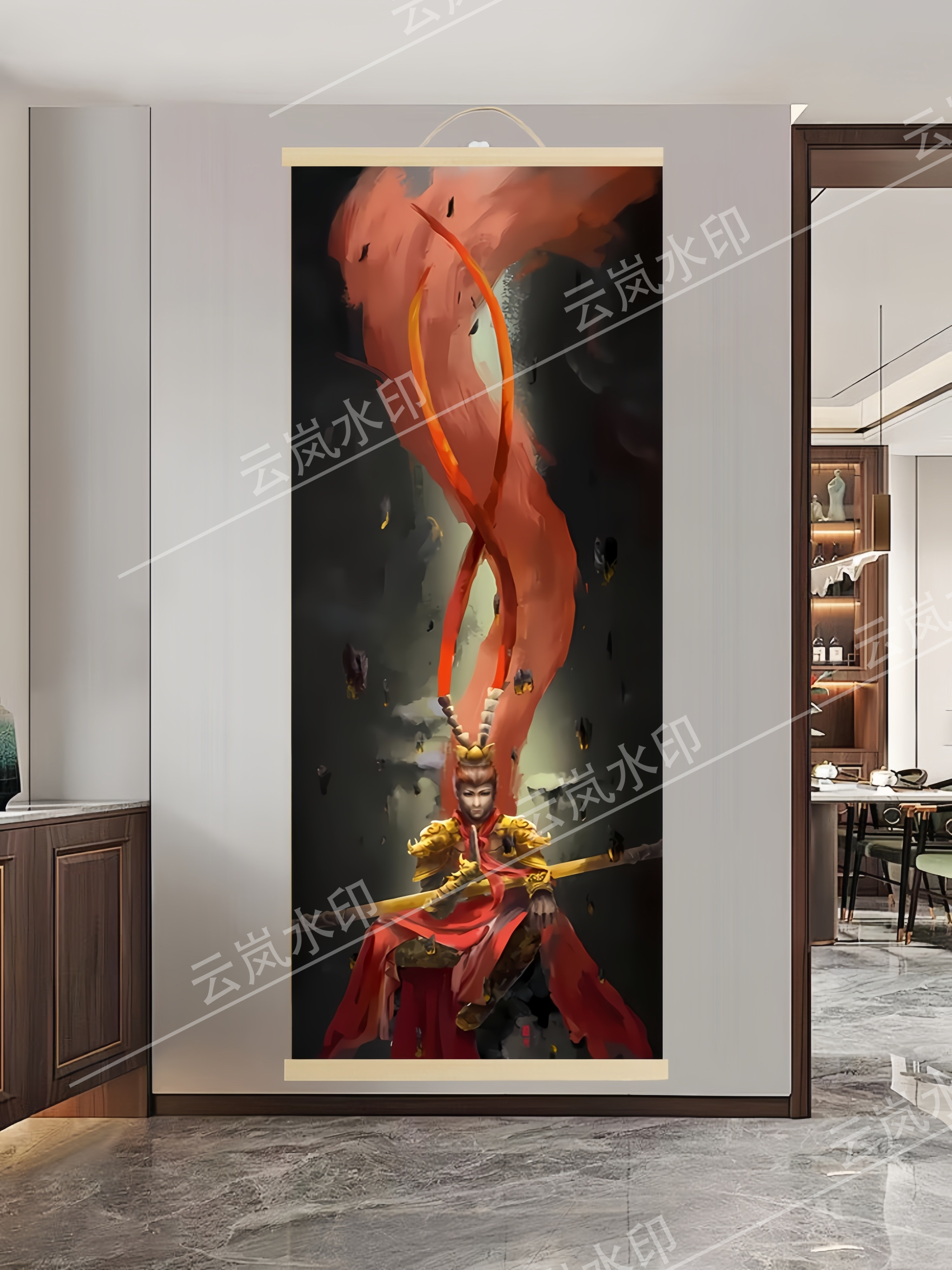 【151齐天大圣】60x120cm现代简约挂轴装饰画办公室家居装饰画