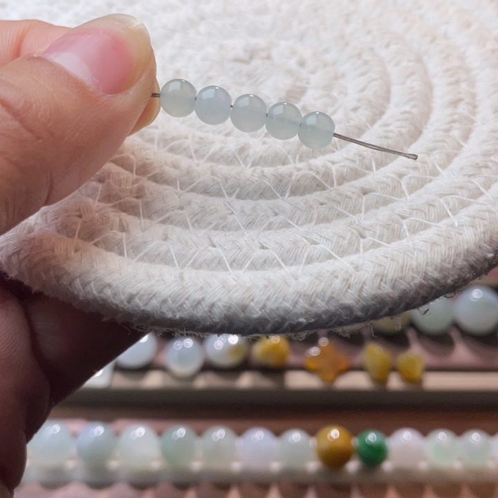 翡翠散珠冰散珠一组5颗 5,2mm 无鉴赏