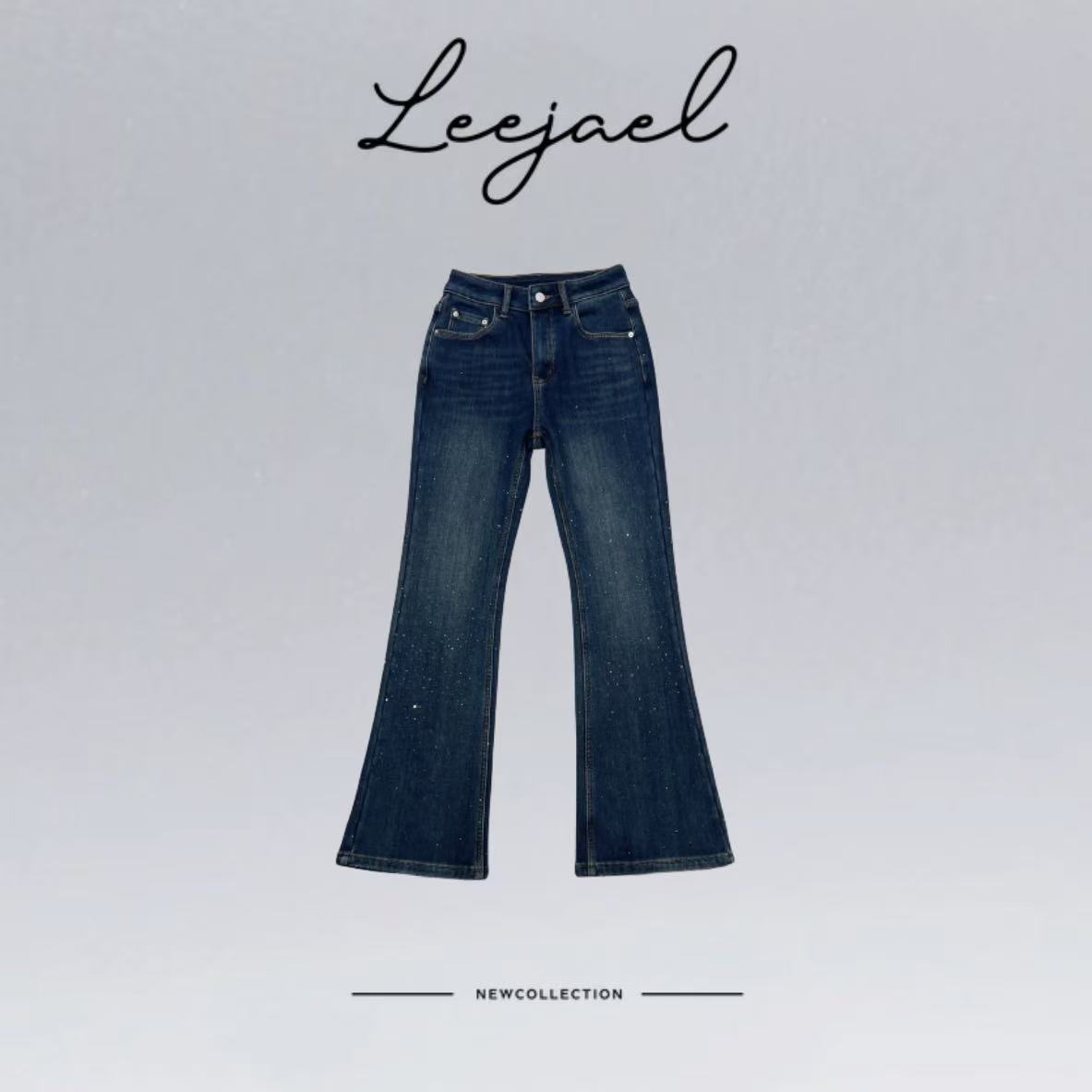 Lejeal"欧货时尚烫钻加厚一体绒牛仔裤" LJE-I20#