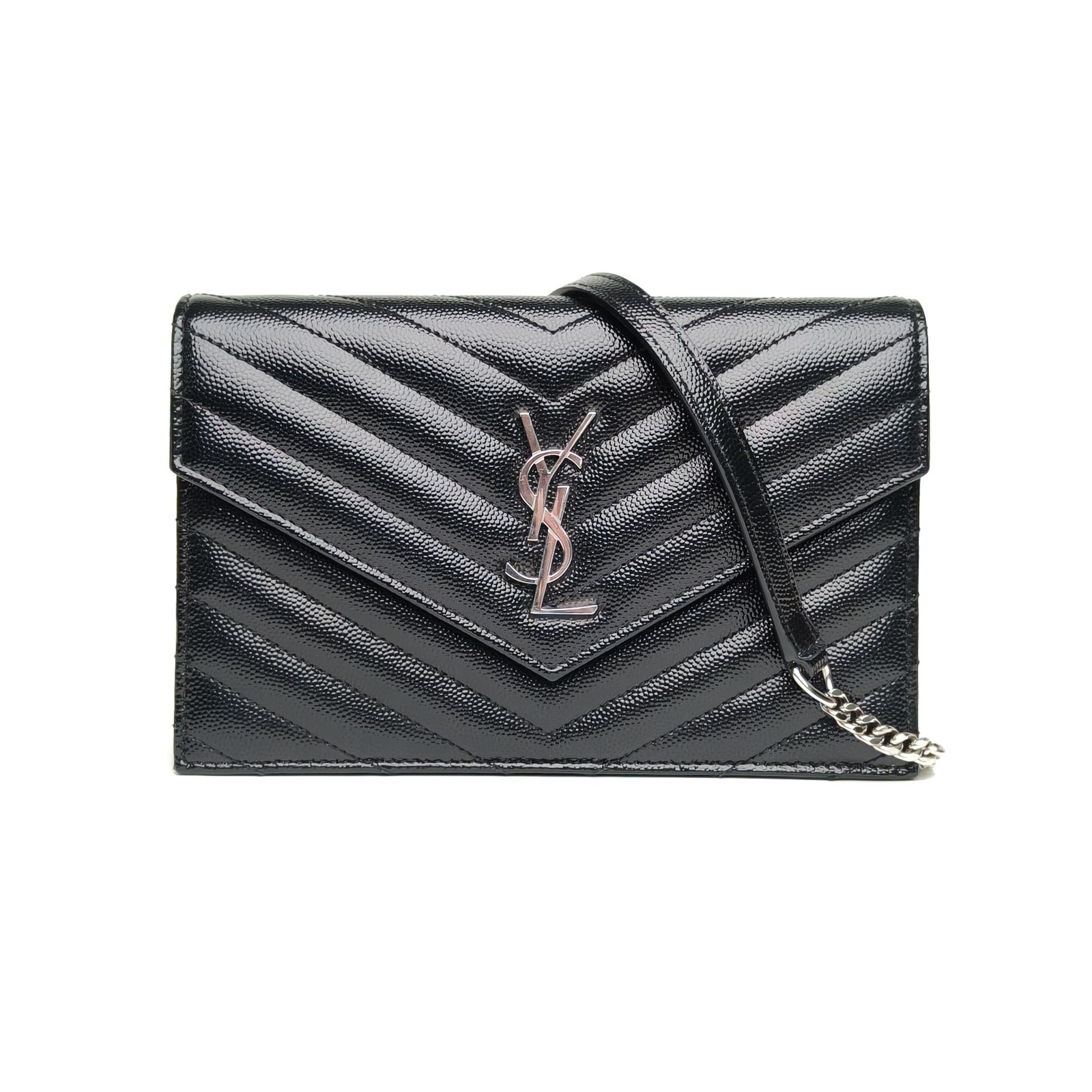 99新 YSL/圣罗兰 小花Jerry活动信封包 Woc 19 黑色 